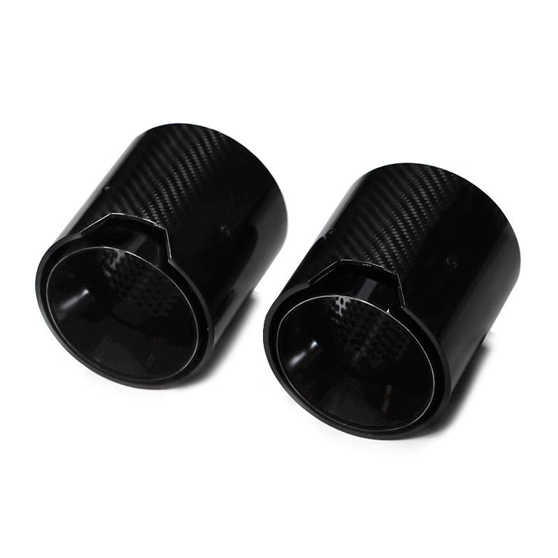 Квадракромированные выхлопные трубы из нержавеющей стали и черного углеродного волокна для BMW 4 серии (425, 430, G22, G26) - Не требуется резка/сварка