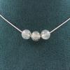 Stones and Minerals. Necklace 3 Beads Prehnite from Africa 8 Mm Stainless Steel Chain Necklace for Women, Men. Custom Size