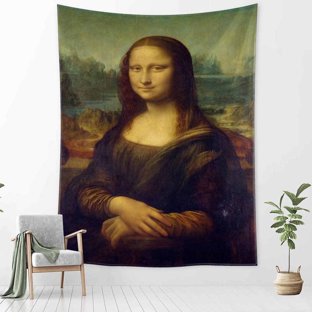 Мона Лиза Граффити Гобелен Настенный Богемный Пляжный Коврик Полиэстер Одеяло Спальня Художник Домашний Декор