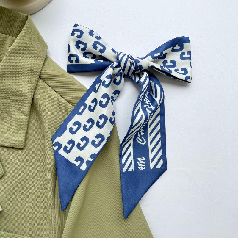 Long Silk Scarf, High-end New Versatile Hair Tie Streamer, Atmosphere Ribbon, Spring and Summer Decorative Scarf, Tied Bag Streamer