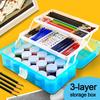 Three-layer Stationery Case Large Capacity Toy Box Multi-functional Nail Art Organizer