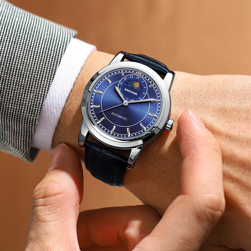 KIMSDUN Подлинные мужские часы Golden Poemon, мужские часы, элитные деловые часы, полностью автоматические механические часы, водонепроницаемые мужские часы