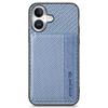 C1-02 For iPhone 16 Case RFID Blocking Card Holder Carbon Fiber Leather+PC+TPU Phone Cover