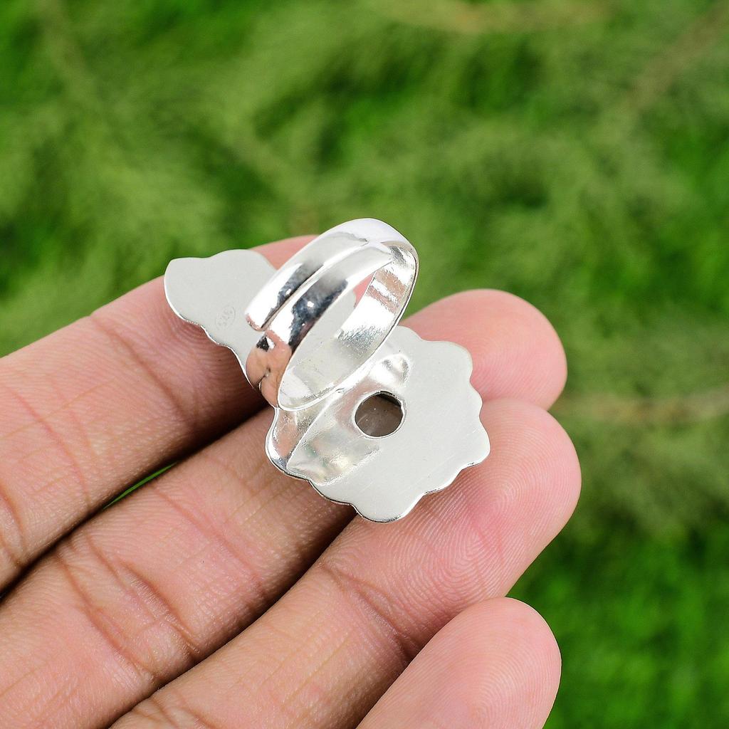 Natural Golden Rutile 925 Sterling Silver Flower Birthday Solitaire Ring Jewelry