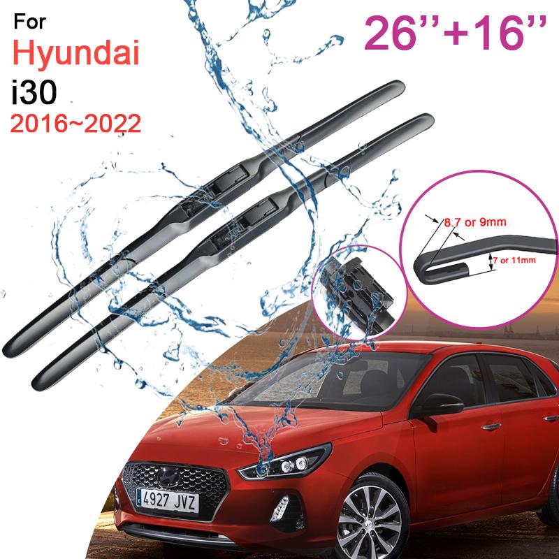 Car Front Windshield Wiper Blades for Hyundai i30 2016 2017 2018 Frameless Rubber Snow Scraping Accessories