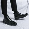 British Winter New Pointed Lace Up Zip Patchwork Patent Leather Ankle Boots Men Casual Luxury High-top Shoes Zapatos Hombre