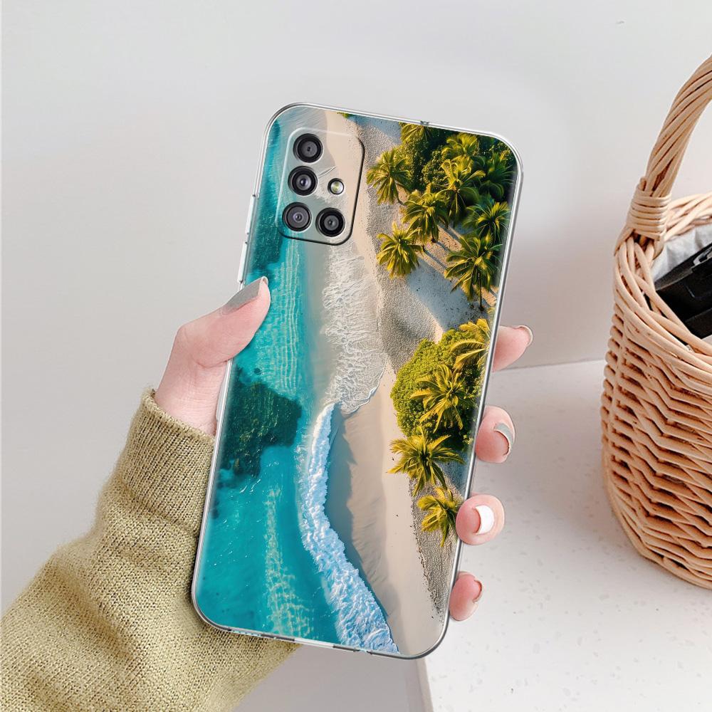 Чехол для Samsung A15 A13 A35 A55 A51 A71 A41 A31 A21S A05 A17 A23 A25 A33 A53 A73 5G A07 4G Обложка Морской Пейзаж Волна Пляж