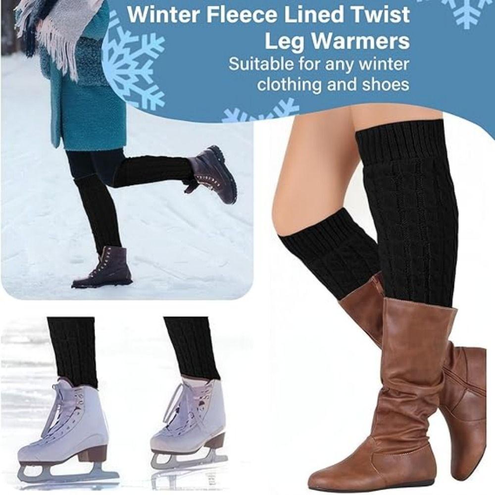Double-Layered Women Leg Warmers Twist Pattern Ankle Warmer Knitting Leg Warmers  Autumn Winter