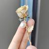 Elegant Gold Color Rose Flower Brooches For Women Girls Rhinestone Luxury Women Accessories
