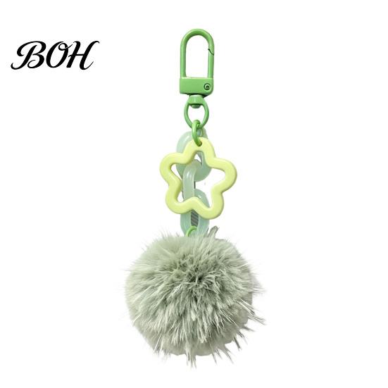 Bag Decorative Accessories Plush Ball Keychain, Fluffy Pompom Pendant with Hollow Star, Backpack Star Chain Purse Accessories, Gift for Women