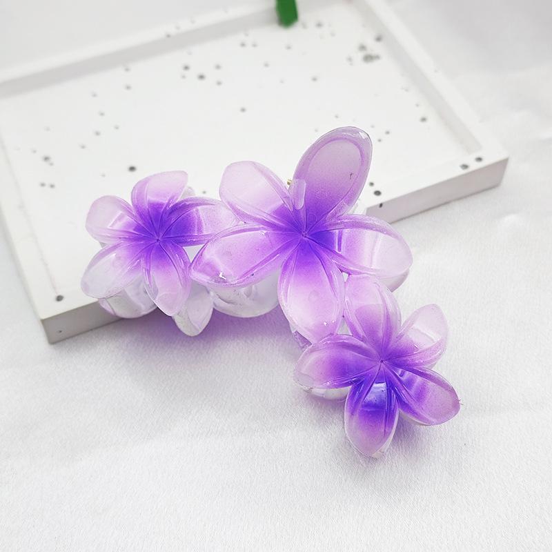 Стильная летняя пластиковая заколка-краб для волос с франжипани