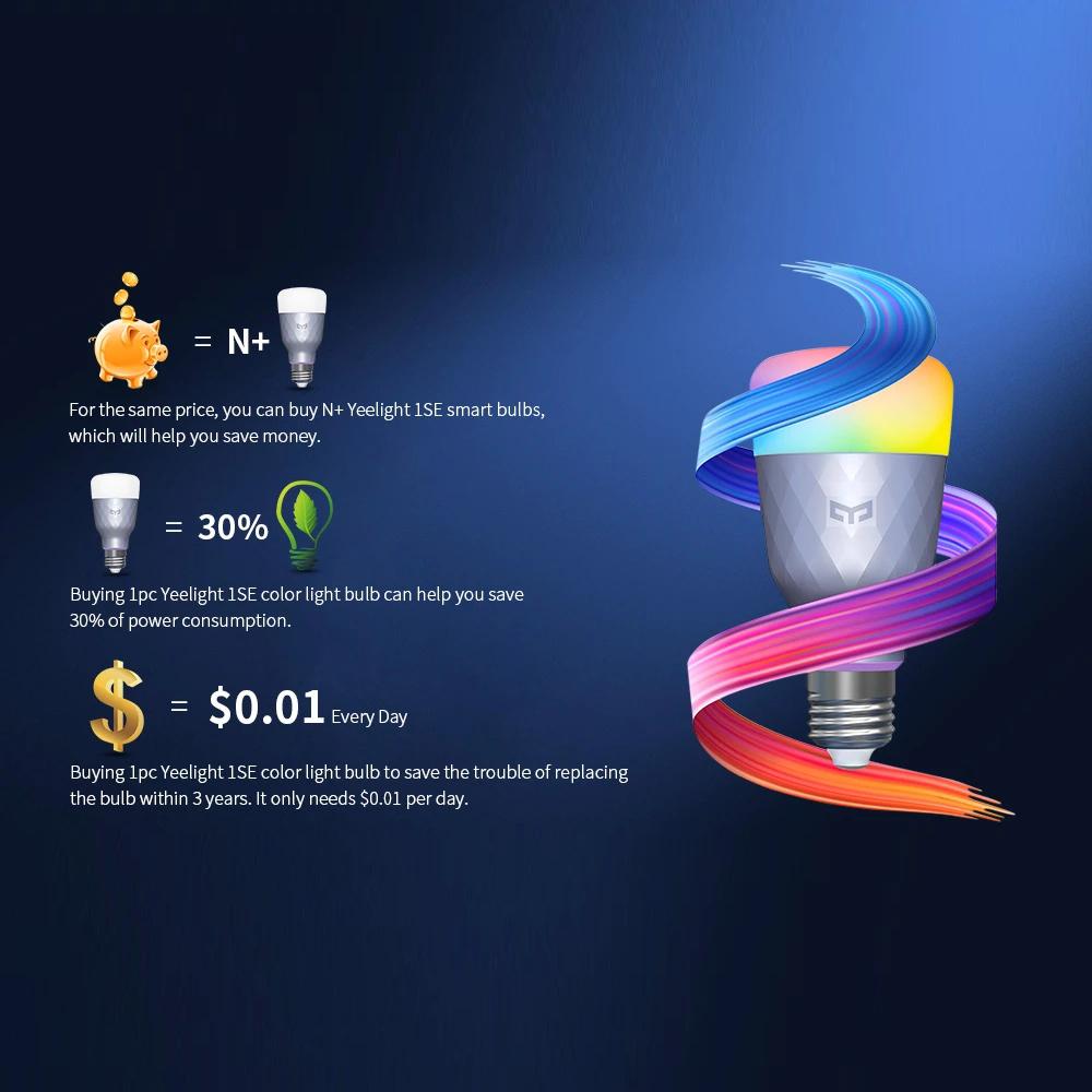 Yeelight 1SE красочная лампа E27 умное приложение WIFI пульт дистанционного управления умная светодиодная лампа температуры работает с Google Alexa
