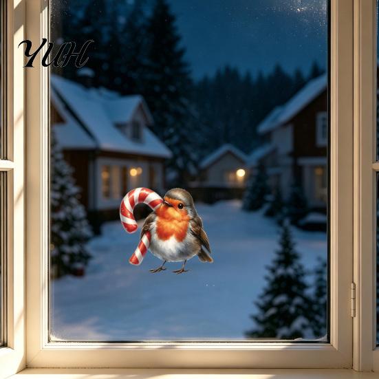 Decorative Glass Film for Home Christmas Bird Static Window Stickers, PVC Waterproof Decals Creative Holiday Gift Friends Doors, Removable Stickers