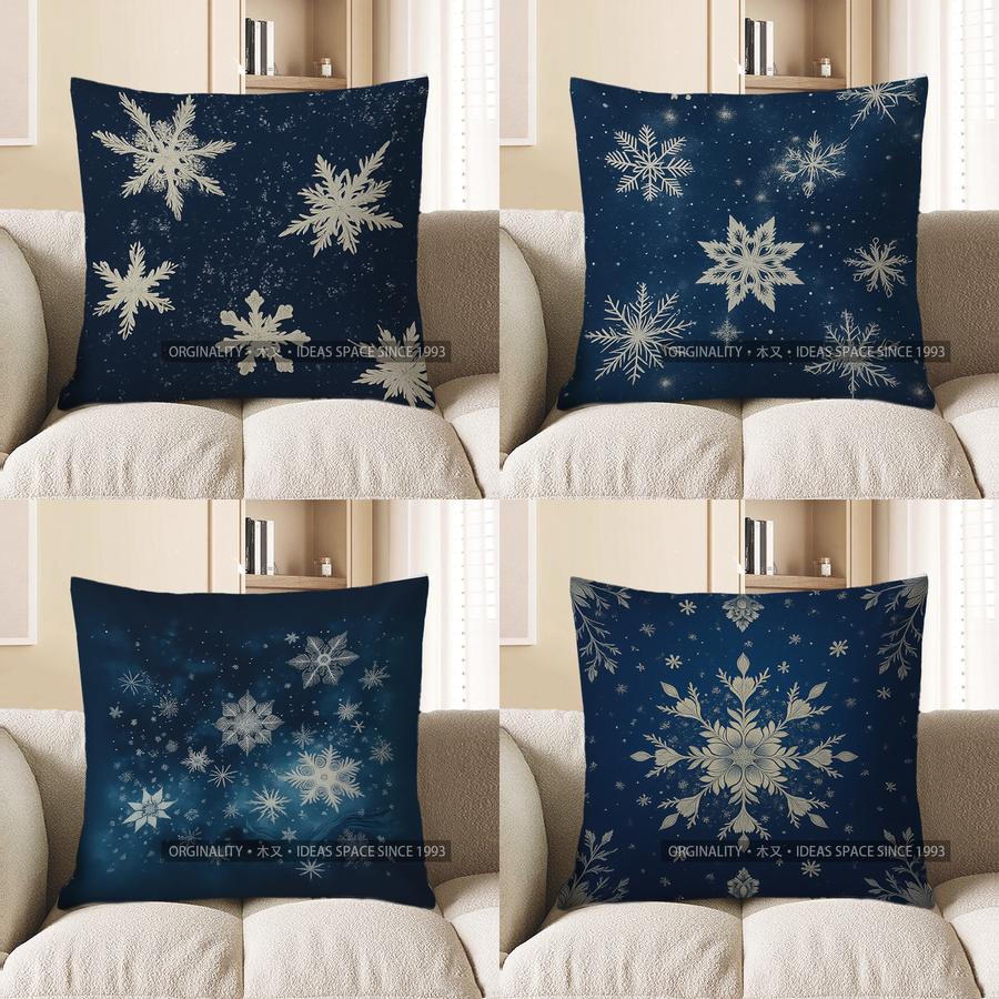 Home Decor Snowflake Pattern Throw Pillow For Home Decor Pattern Cushion Cover Suitable For Sofa Bedroom Car Pillow Cover