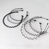 6PCS Stainless Steel Durable High Quality Hair Bands Spring Wavy Hoop Unisex Black Headband Slicked Back Non Slip Sports Cape