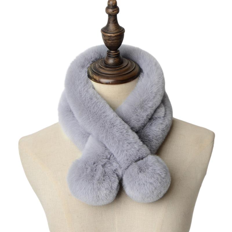 Новый искусственный мех кролика выдры двойной зимний шарф женский искусственный мех кролика утолщенный теплый модный плюшевый шарф