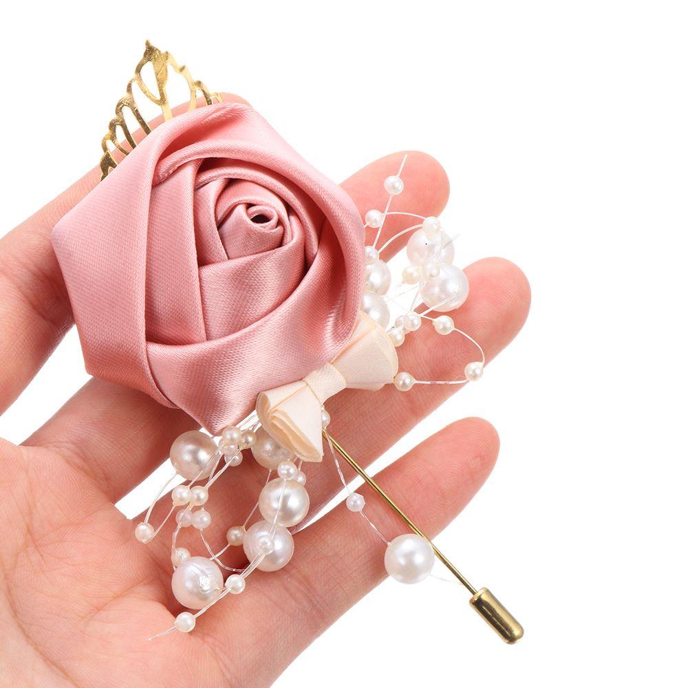 Women Men Charm Gift Fashion Accessories Rose Flower Corsage Bride Groom Brooch Wedding Boutonniere