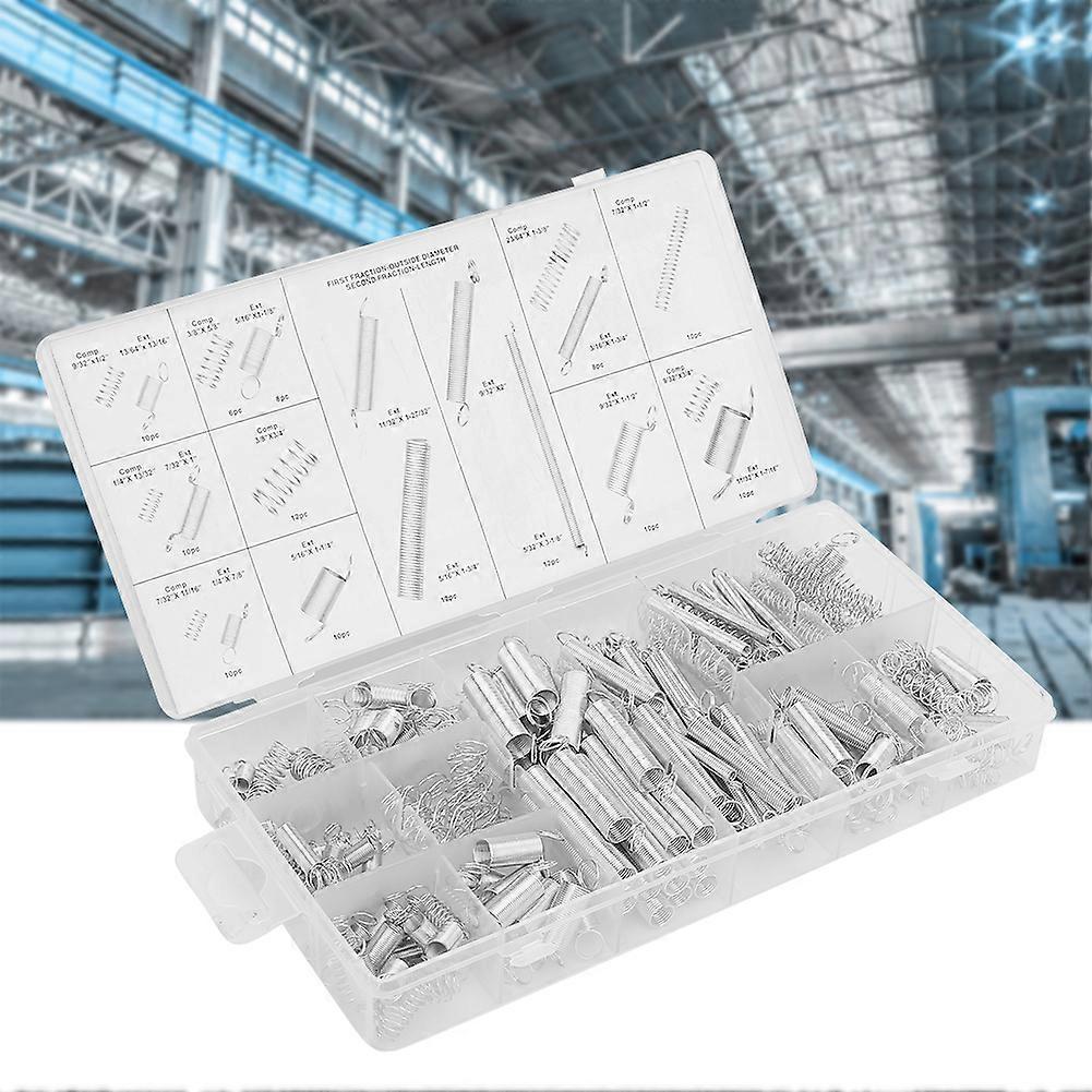 Set of 200 Metal Springs Kit - Extension and Compression Spring Assortment with Box - 20 Sizes
