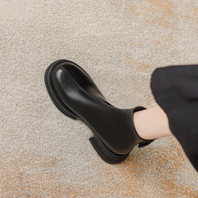 Мягкая кожа ботинки Мартин женские осень и зима 2025 универсальные новые ботинки челси женские французские короткие ботинки женские толстый каблук тонкие ботинки