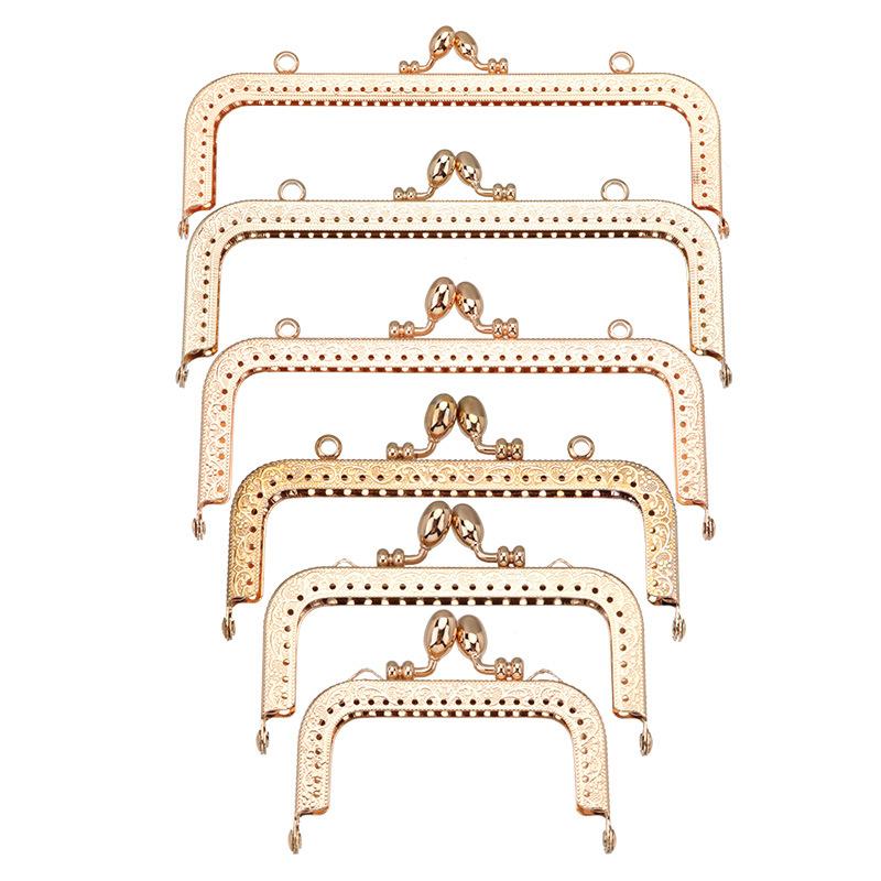 1Pcs 8.5-20Cm Metal Gold Embossed Bag Handle Purse Frame Kiss Clasp For Women'S Handbag Wallet Diy Handmade Bags Accessories