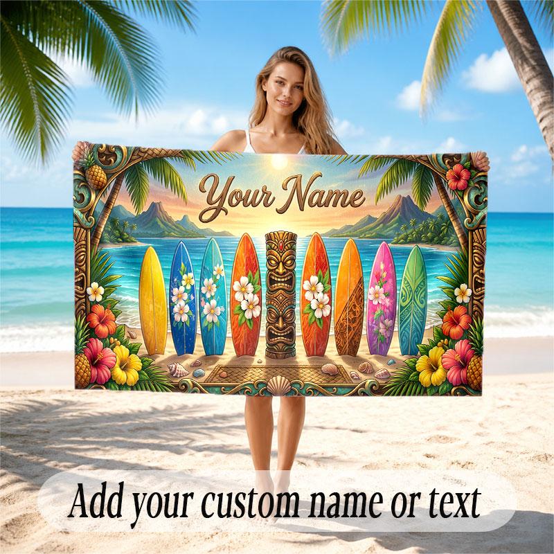 Personalized Name Designs Theme Soft Beach Towel Personalized Custom Name Text Towel Portable for Beach Pool Travel