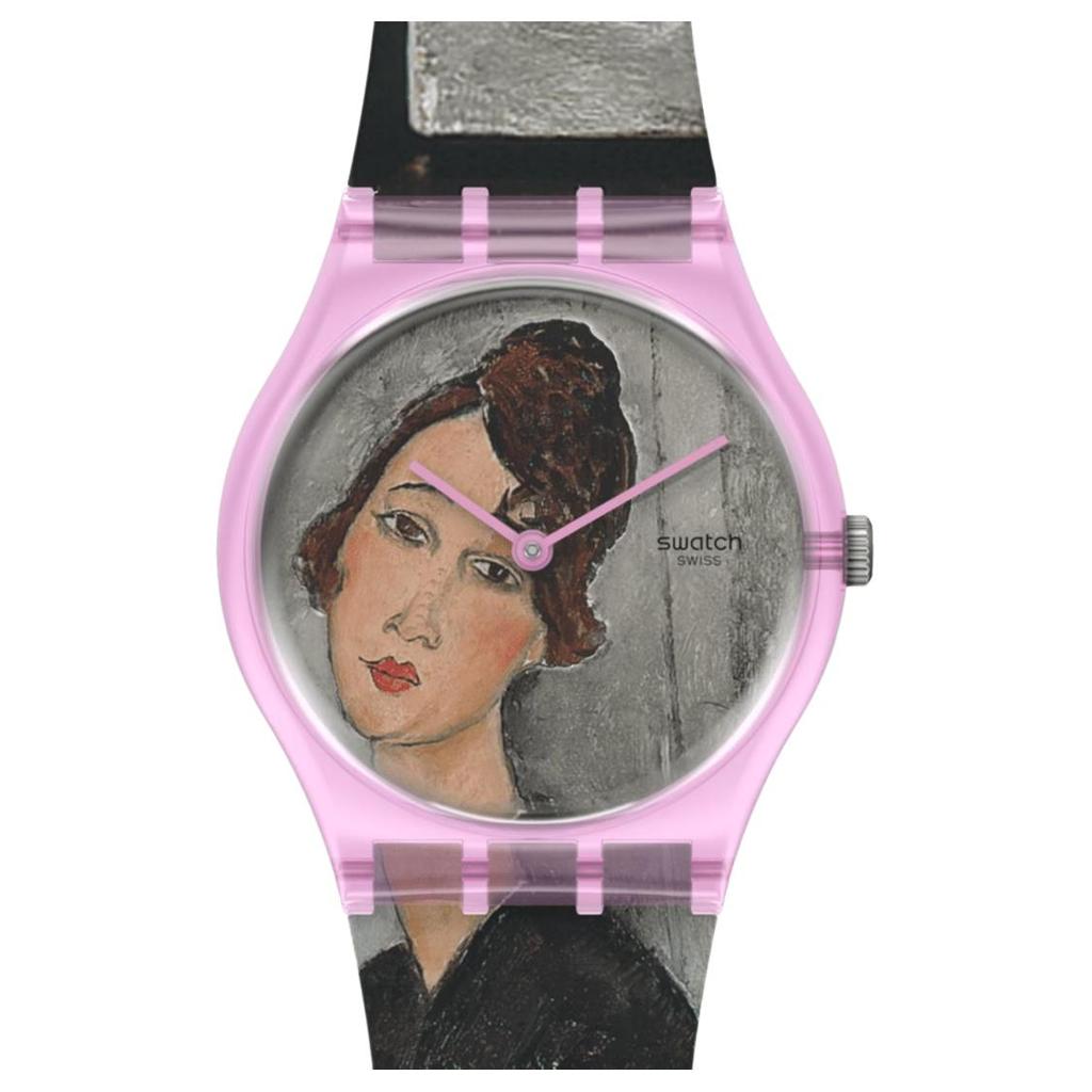 Swatch Кварцевые часы Ponderosa Special Edition, водонепроницаемые 30 м, 34 мм, цветочный циферблат, пластиковый корпус, силиконовый ремешок, унисекс, GZ356