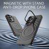 Luxury For Magsafe Wireless Charge Folding Lens Holder Ripple Magnetic Case For Samsung Galaxy S25 Ultra Plus Matte Soft Cover