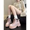 Thick-soled Hollowed-out Lace-up Martin Boots for Women's 2025 Autumn New Fashionable Versatile Small Height-increasing Casual Short Boots