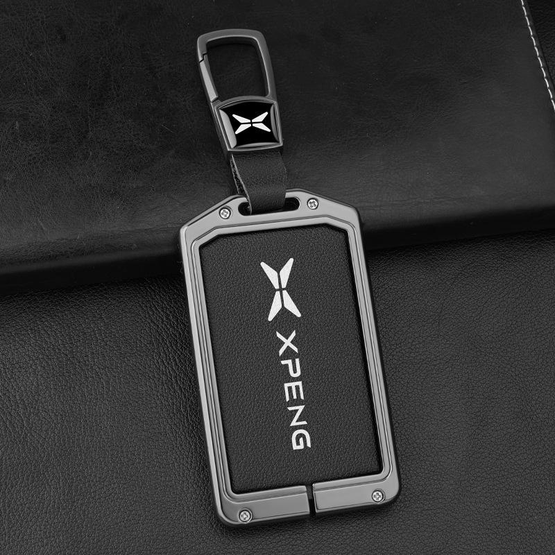 Чехол-брелок для ключа автомобиля из сплава+кожи для Xpeng Xiaopeng p7 p7i p5 g3 g3i g9 g6 22-23 Держатель Аксессуары для брелока в салоне