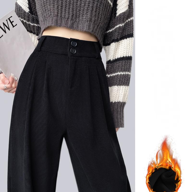 Белые вельветовые брюки широкого кроя для женщин на осень и зиму, новые узкие прямые драпированные брюки Small Plus из бархата