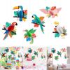 6pcs Tropical Birds Honeycomb Paper Cutouts Parrot Hanging Decorations for Hawaiian Party Supplies Home Classroom Decors