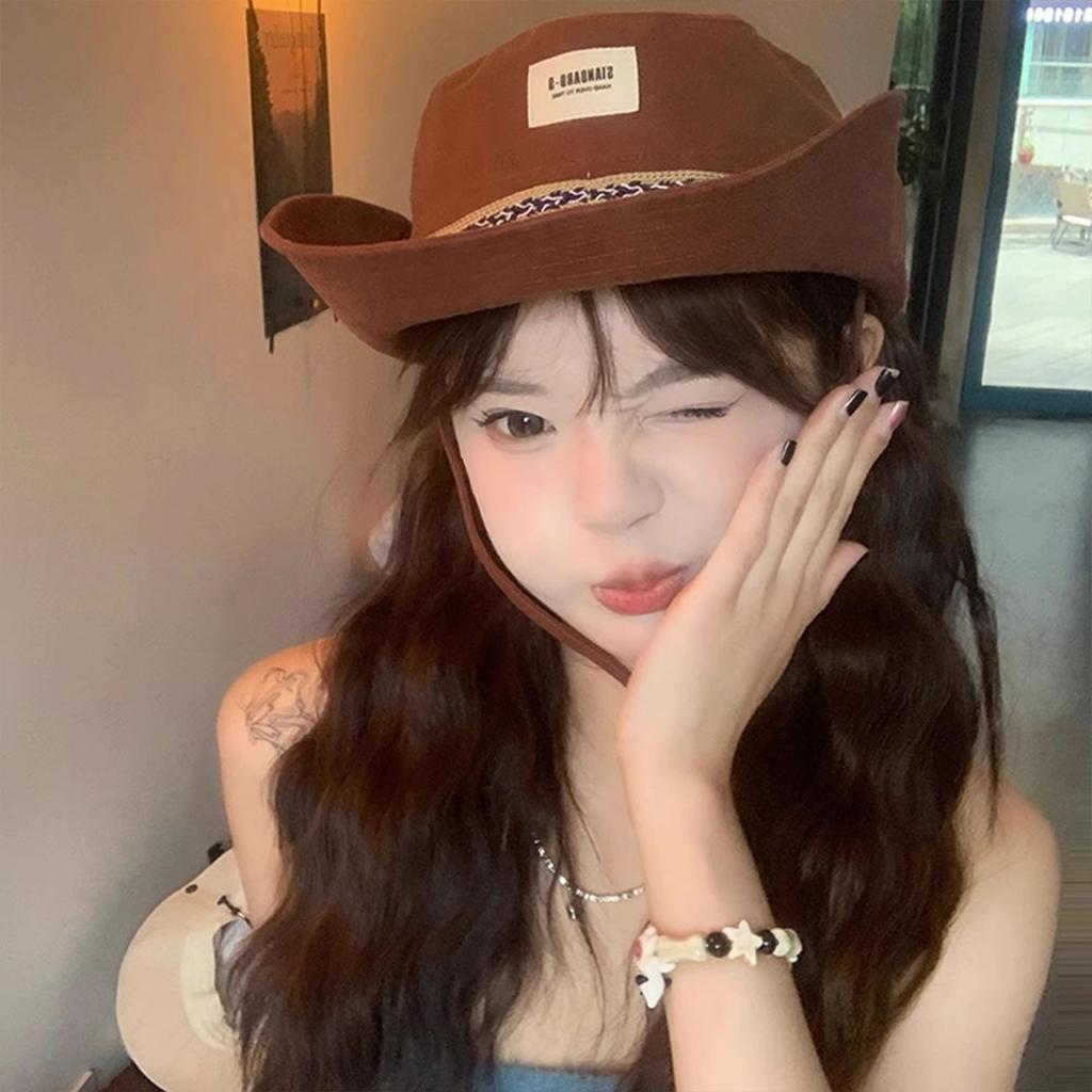 Cowboy Hat Fisherman Hat Summer Hiking Fisherman Hat Ethnic Style Breathable Summer Bucket Hats for Travel Riding