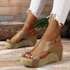 Large Size Sandals Women's New Women's Wedge Heel Fish Mouth Thick Sole Rivet Sandals