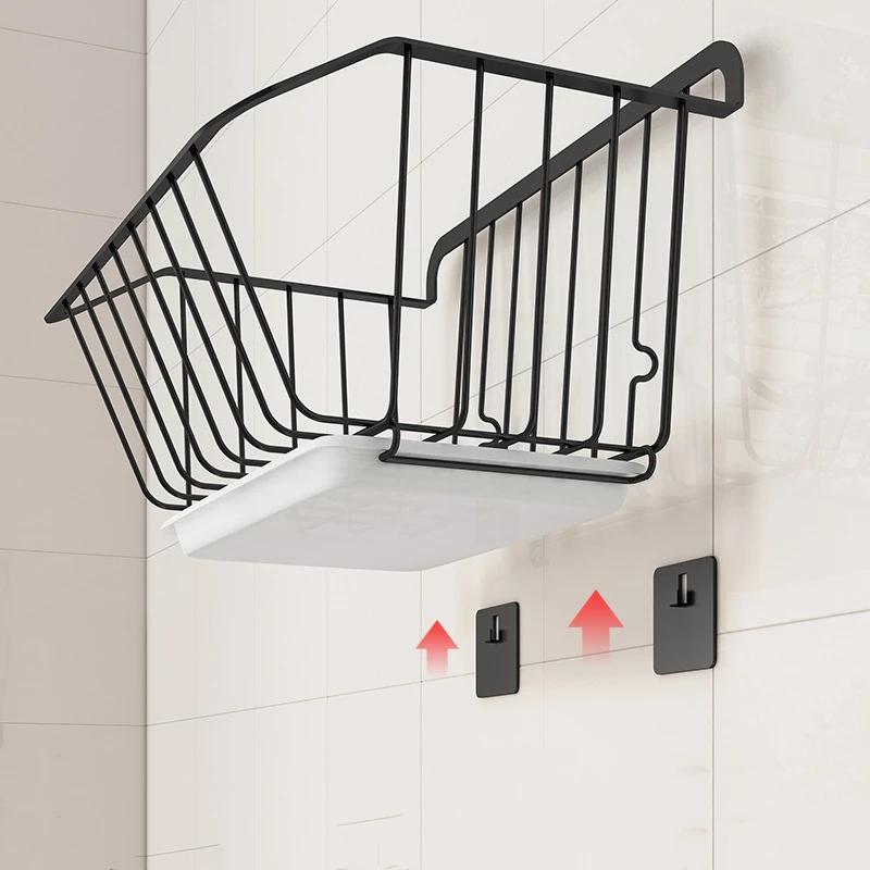 Silver Stainless Steel Kitchen Wall Hanging Storage Basket Spice Rack Fruit Vegetables Drainer Organizer Dish Tools Drying Shelf