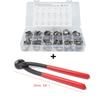 60PCS Single Ear Stainless Steel Car Hydraulic Hose Clamps O-Clips Pipe Fuel Air Pipe Clamp 1/2" with Pliers Tool