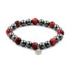 Stones and Minerals. Pink Red Tiger Eye Beads Bracelet + Hematite 8 Mm. Made In France.