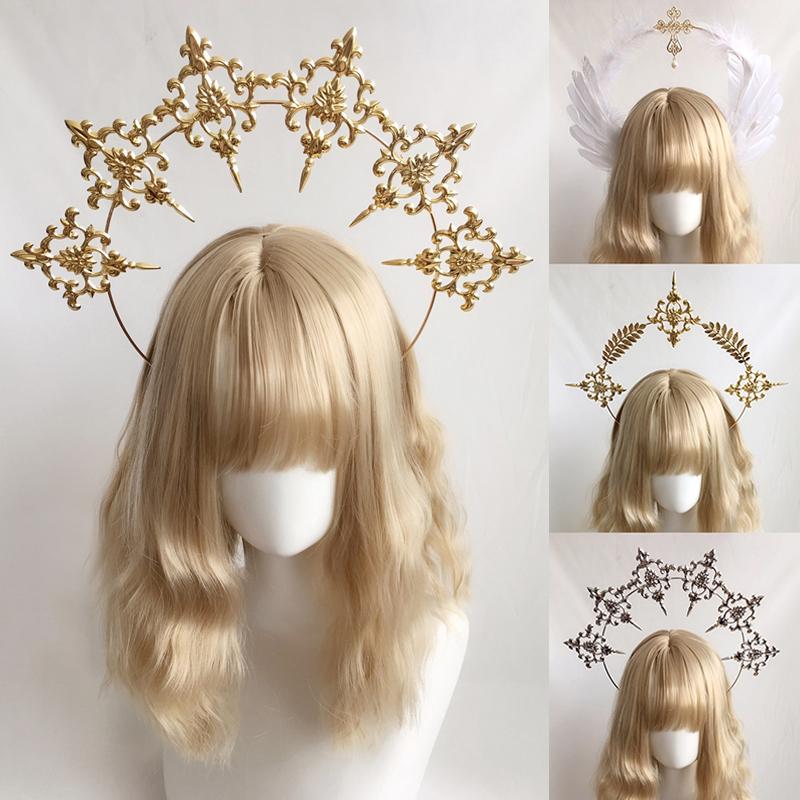 1 комплект Halo Crown Angel Feather Wings головной убор Halo Goddess головной убор KC головной убор аксессуары для головных уборов Готическая Лолита