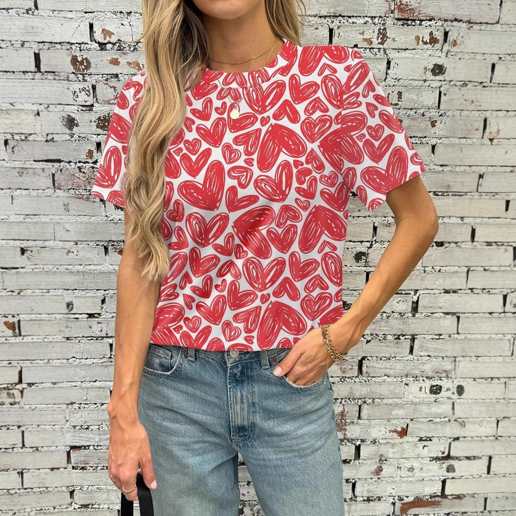 Летняя новая повседневная свободная женская футболка с 3D-принтом