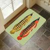 Light Green Grid Two Golden Arowana Fish Doormat Non Slip Durable Oriental Lucky Animal Front Door Indoor Rug