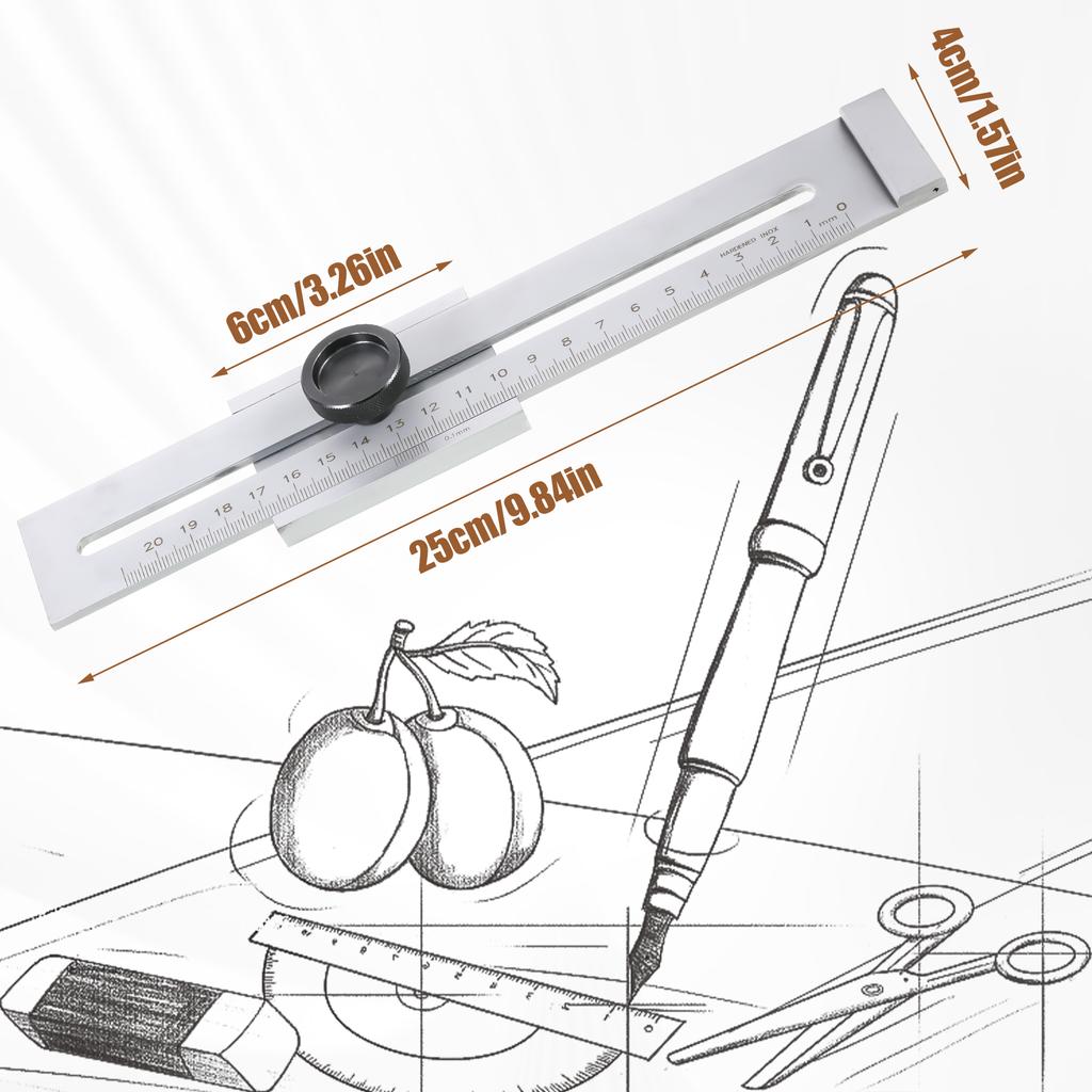 Углеродистая сталь 200 мм деревообрабатывающий измерительный винт режущий разметочный калибр скребок линейка для деревообрабатывающего инструмента DIY
