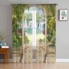 Пейзаж Сад Пейзаж Тюль Прозрачные Шторы для Украшения Гостиной Оконные Шторы Для Спальни Кухни Вуаль Органза Шторы