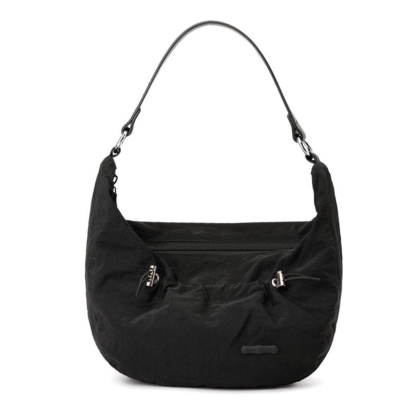 Retro Literary and Artistic Lazy Wind Lady Pleated Drawstring Casual Shoulder Bag Dumpling Bag