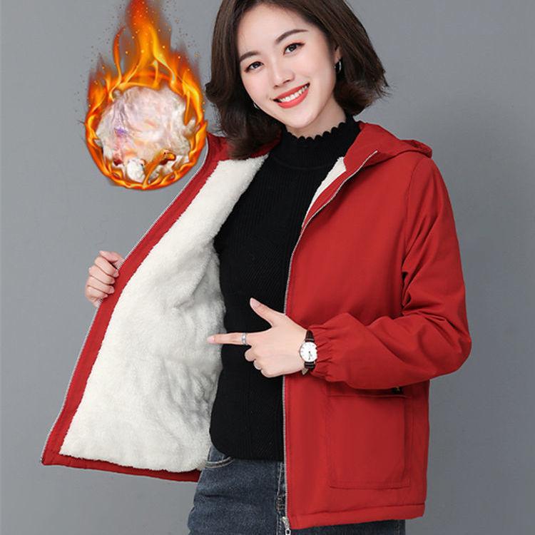 Женская флисовая куртка осень-зима короткая толстая теплая куртка на молнии свободное женское пальто с капюшоном размера плюс