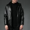 Куртка из искусственной кожи Wenzhou, мужская короткая кожаная куртка с капюшоном, деловая повседневная куртка для середины осени и зимы