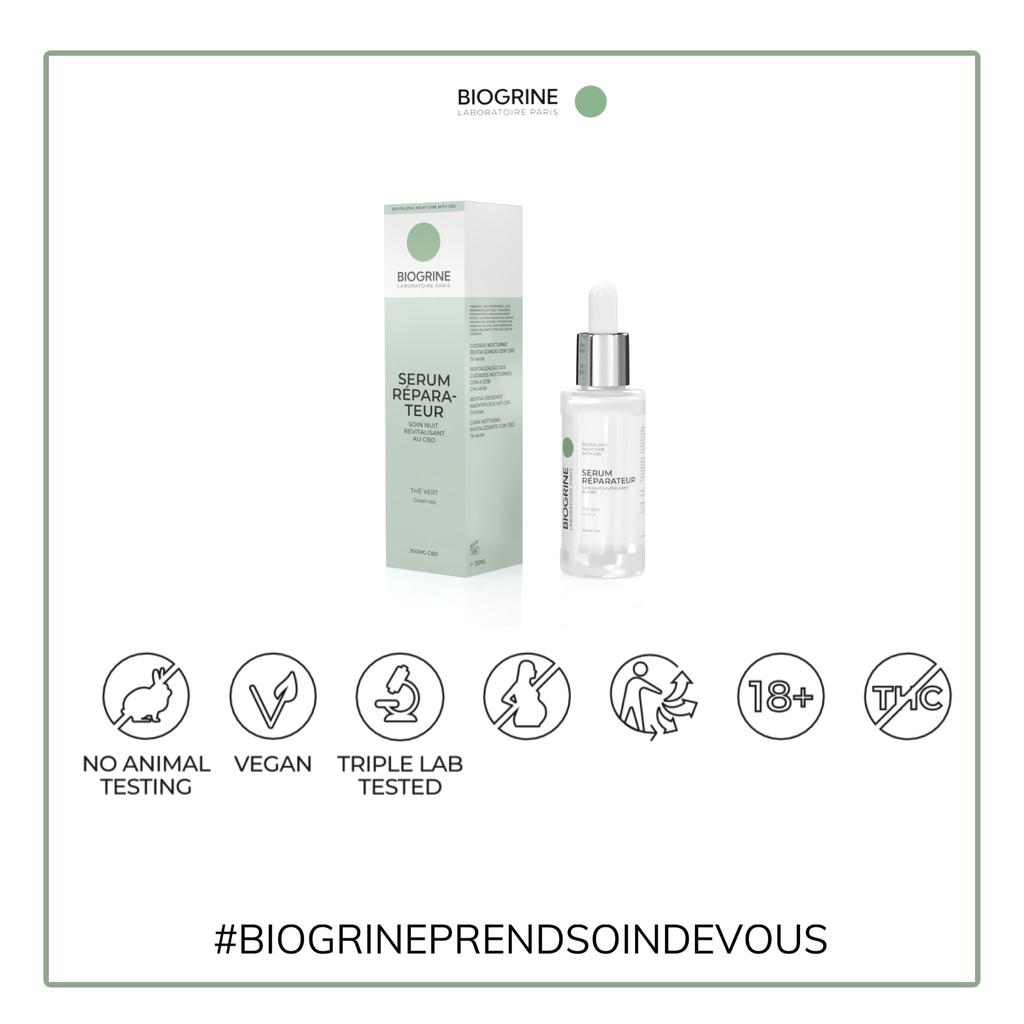 BIOGRINE ВОССТАНАВЛИВАЮЩАЯ СЫВОРОТКА Восстанавливающая ночная процедура с КБД|300мг КБД-30мл|Комбинированная кожа|Антивозрастное, реструктуризирующее, укрепляющее действие