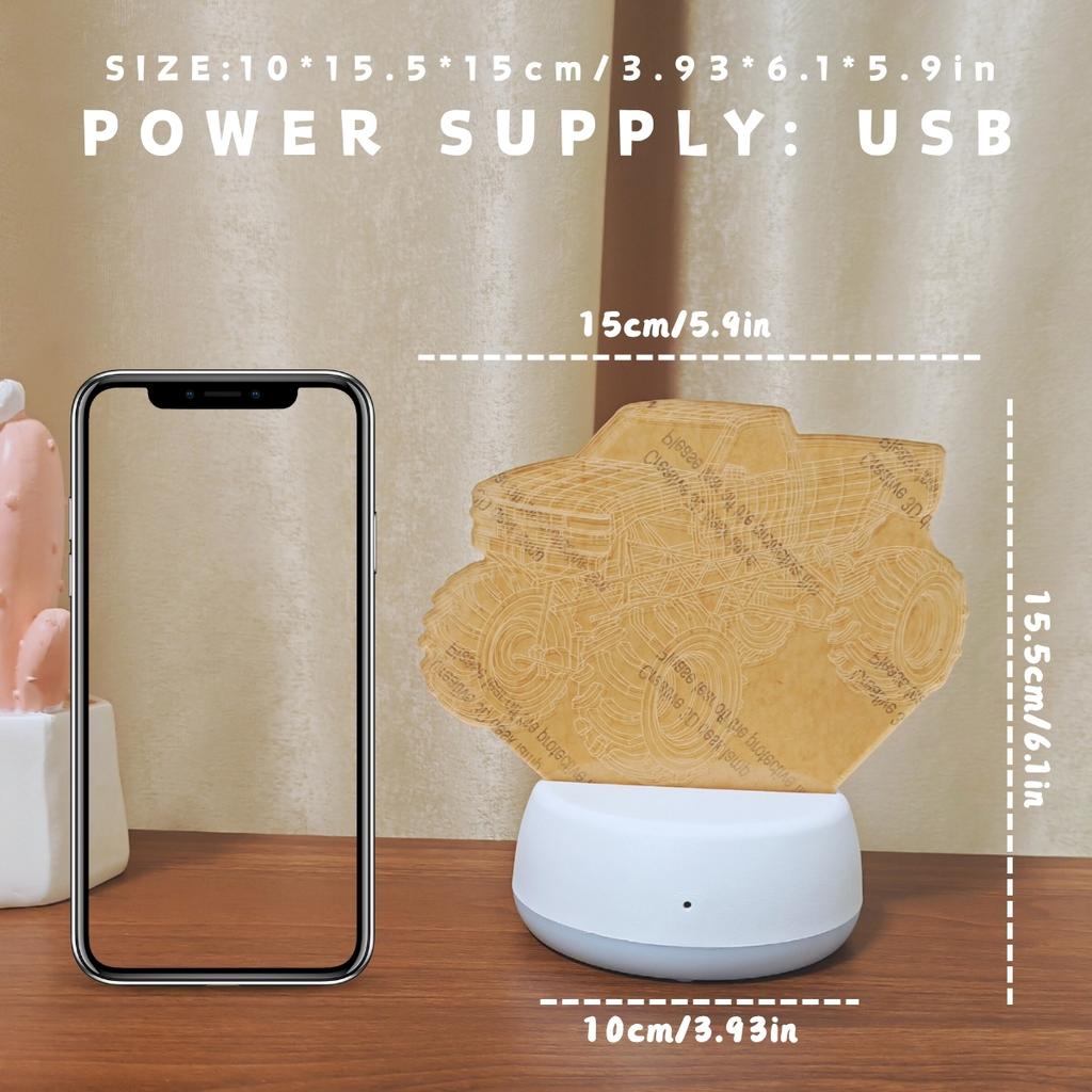 USB 3D креативные ночники в виде внедорожника, декоративные светильники для спальни и гостиной, настольные декоративные светильники