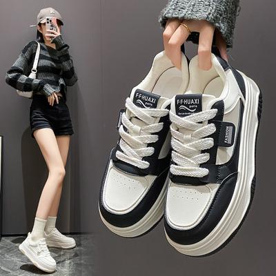 Бархатные белые туфли, женская обувь, осень и зима, новые мягкие кожаные туфли для скейтбординга, толстая подошва, увеличивающая рост, повседневная спортивная обувь