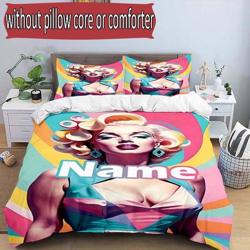 3pcs Duvet Cover Set (1*Duvet Cover + 2*Pillowcase, Without Core), Custom Name Singer Pattern Bedding Set, Home Bedroom Decor Gift