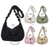 Women Pleated Crossbody Bag Solid Color Drawstring Satchel Bag Large Capacity Cloud Drawstring Hobo Bag Ladies Outdoor Bag