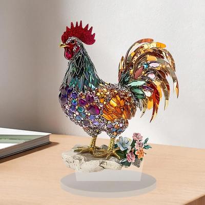 Креативная Красочная Красивая Фигурка Петуха Талисман Статуэтка 2D Плоский Акрил Домашняя Книжная Полка Офисный Настольный Декор Подарки Друзьям